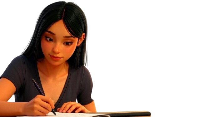 Mia writing the Lucky Sheets